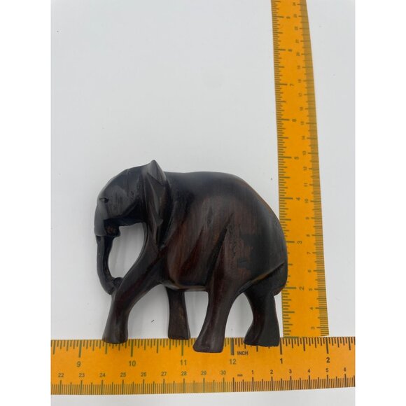Hand-Carved African Ebony Wood Elephant Figurine 4”x4” - Picture 5 of 6